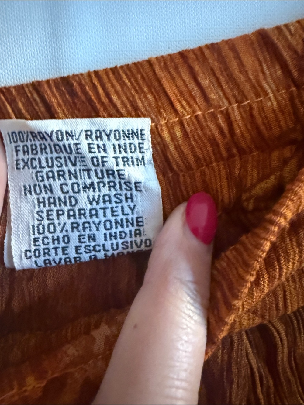 Papa Vancouver Boho Crinkle Gauze Maxi Skirt Rust Orange Rayon XL XXL - Picture 6 of 8